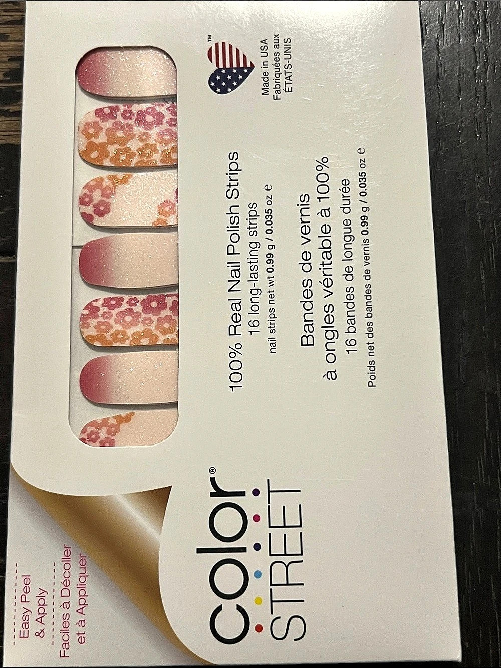 Color Street Glow With The Flow Floral Nail Polish Strips Pink & White NWT
